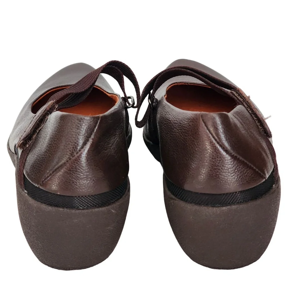 TSUBO Brown‎ Leather Wedge Mary Jane Shoes Size 7